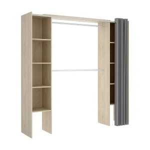Dyoun grote kledingkast, Slaapkamermeubel, Inloopkast, Kledingkast, 180×50 h205 cm, Eiken