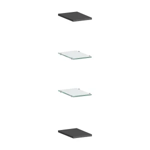 Dmora Emanuele Wandplank 27x20x2h cm Antraciet 4 Planken Structuur Materiaal Hout, Glas Made in Italy