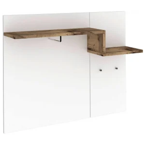 Dmora Halmeubel Ezio 30x120x100h cm Wit Glans 2 Planken Kapstok, Hangend, Made in Italy