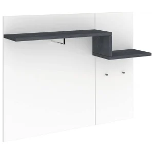 Dmora Halmeubel Ezio 30x120x100h cm Wit Glans 2 Planken & Kapstok, Zwevende Installatie Made in Italy
