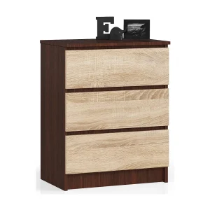 Ladekast K60 met 3 Lades / AKORD Furniture Factory / Venge – Sonoma Eik / 60 x 77 x 40 cm Ladekast K60 met 3 Lades / AKORD Furniture Factory / Venge – Sonoma Eik / 60 x 77 x 40 cm