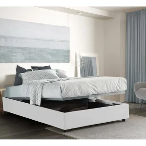 Talamo Italia Dubbelbed Elisa Wit, Afneembare Hoes met Opbergruimte – Matrasmaat 160×190 cm Made in Italy