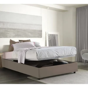Talamo Italia Tweepersoonsbed Elisa Grijs Taupe Afneembare Opbergruimte, Matrasmaat 160×190 cm Made in Italy