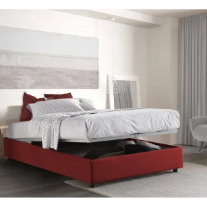 Trouwautobed Elisa Rood Afneembare Bekleding met Opbergruimte, Matrasmaat 160×190 cm Gemaakt in Italië