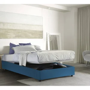 Talamo Italia 2-persoonsbed Elisa blauw Afneembare Bekleding Opbergbox, Matrasmaat 160×190 cm Made in Italy