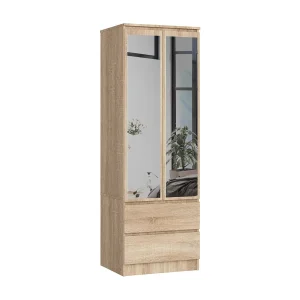 Garderobekast Star S60 2D 2SZ Eiken Sonoma met Spiegel en 2 Lades, 180 cm Garderobekast Star S60 2D 2SZ Eiken Sonoma met Spiegel en 2 Lades, 180 cm