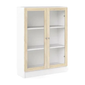 Dskrinia boekenkast, Kantoorplank, Boekenkast, Bibliotheek, 79×28 h107 cm, Wit en Eiken Dskrinia boekenkast, Kantoorplank, Boekenkast, Bibliotheek, 79×28 h107 cm, Wit en Eiken