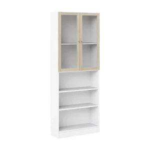 Dsmallin boekenkast, Kantoorplank, Boekenkast, Bibliotheek, 79×28 h203 cm, Wit en Eiken Dsmallin boekenkast, Kantoorplank, Boekenkast, Bibliotheek, 79×28 h203 cm, Wit en Eiken
