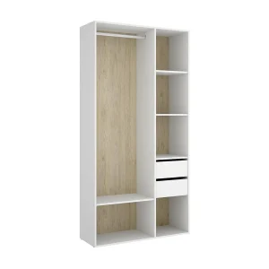 Dscot grote kledingkast, Slaapkamermeubel, Inloopkast, Kledingkast, 98×45 h205 cm, Wit en Eiken