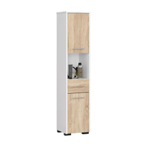 Kolomkast voor Badkamer FIN / AKORD Furniture Factory / Wit – Sonoma Eik / 30 x 140 x 30 cm Kolomkast voor Badkamer FIN / AKORD Furniture Factory / Wit – Sonoma Eik / 30 x 140 x 30 cm