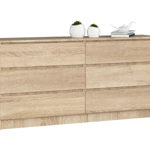 Ladekast K160 met 6 Lades / AKORD Furniture Factory / Sonoma Eik / 160 x 77 x 40 cm Ladekast K160 met 6 Lades / AKORD Furniture Factory / Sonoma Eik / 160 x 77 x 40 cm