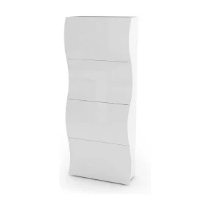 Dmora Schoenkast Francesco 27x71x162h cm Wit Glanz 24 Paar, 8 Vakken, Schoenenkast 4 Deuren Made in Italy