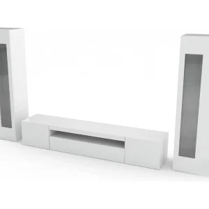 Dmora Wandmeubel Enzo 40x290x162h cm Wit Glanzend 10 Planken Modulair, 5 Deuren Made in Italy Dmora Wandmeubel Enzo 40x290x162h cm Wit Glanzend 10 Planken Modulair, 5 Deuren Made in Italy