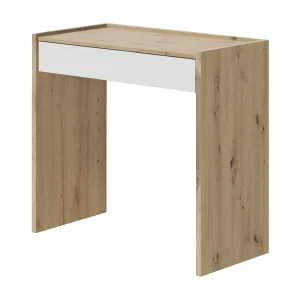 Dmora Bureau Fresno 40×81.5x77h cm Eiken Bruin Knopen, Lade, PC-steun, Bladmateriaal in Gelamineerd Hout