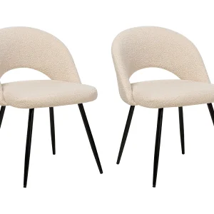 Set van 2 eetkamerstoelen ONAGA Bouclé Beige Set van 2 eetkamerstoelen ONAGA Bouclé Beige