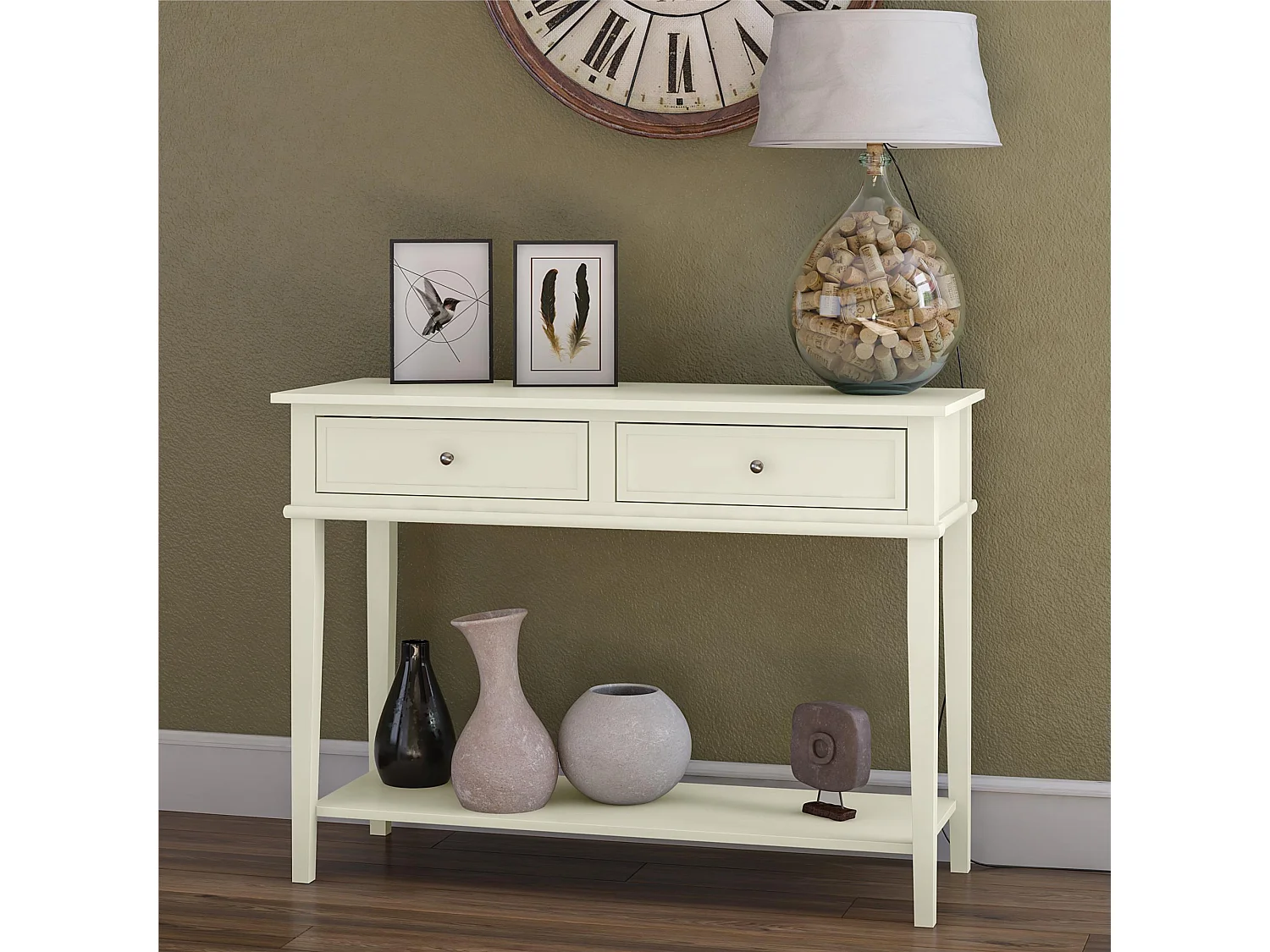 Franklin | Console tafel met 2 laden in MDF wit
