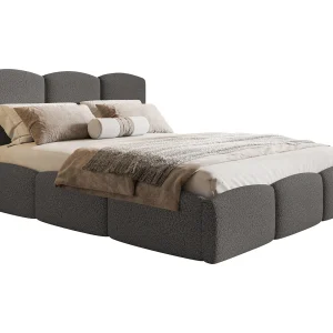 Emporius bed 160×200 Roma Slim – tweepersoonsbed met opbergruimte, lattenbodem – Bouclé Donkergrijs (Anthology 18)