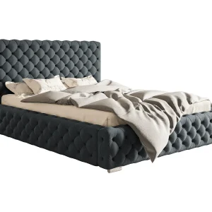 Emporius tweepersoonsbed 160×200 cm Adonis – glamourstijl, gestoffeerd bed, bed Donkergrijs (Jasmine 96)