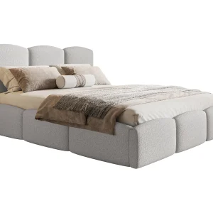 Emporius bed 160×200 Roma Slim – tweepersoonsbed met opbergruimte, lattenbodem – Bouclé Lichtgrijs (Anthology 15)
