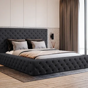 Emporius Gestoffeerd bed 140×200 Amor – opbergruimte en bedlade, bed Zwart (Elegance 21)