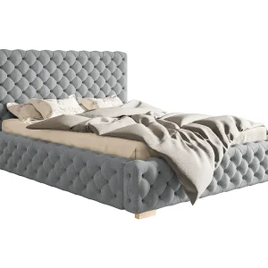 Emporius tweepersoonsbed 160×200 cm Adonis – glamourstijl, gestoffeerd bed, bed Lichtgrijs (Jasmine 90)