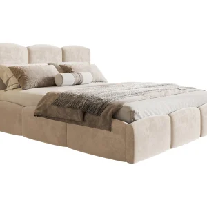 Emporius bed 160×200 Roma Slim – tweepersoonsbed met opbergruimte, lattenbodem – Velvet Beige (Amor Velvet 4304)