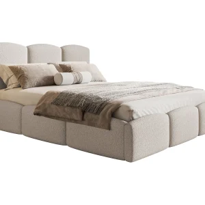 Emporius bed 180×200 Roma Slim – tweepersoonsbed met opbergruimte, lattenbodem – Bouclé Beige (Anthology 3)