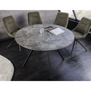 Eettafel SOREN – Steen en metaal look – 100 cm – Rond – Moderne stijl Eettafel SOREN – Steen en metaal look – 100 cm – Rond – Moderne stijl