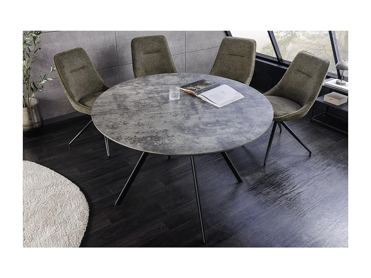 Eettafel SOREN - Steen en metaal look - 100 cm - Rond - Moderne stijl