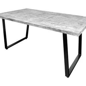 Eettafel MERAX 160 cm – Grijs betoneffect blad en zwart metalen frame