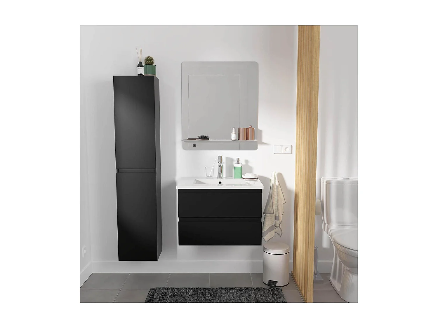 Enkele unit + wastafel + spiegel + SORRENTO kolom