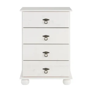 Finca-Wit gelakt grenen commode met 4 laden Finca-Wit gelakt grenen commode met 4 laden