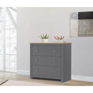Commode 3 Laden Eiken Grijs
