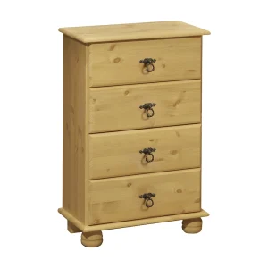 Finca-Commode van 4 laden in gebeitst gewaxt dennenhout Finca-Commode van 4 laden in gebeitst gewaxt dennenhout