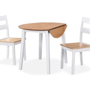 Eetkamerset MDF en rubberwood wit 3-delig Eetkamerset MDF en rubberwood wit 3-delig