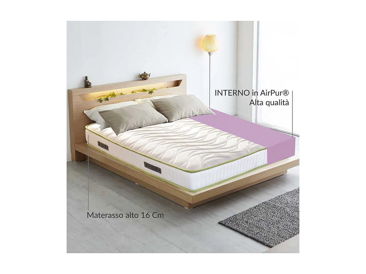 Dream Air matras H16, met AirPur® monoblok, orthopedisch waterfoam van polyurethaan, met hoogwaardige anti-mijt stof, eenpersoons 80x200