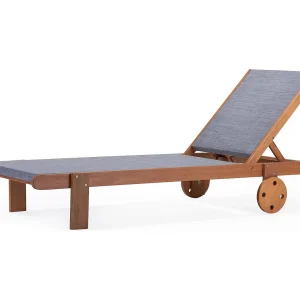Ligbed houten ligstoel hardhout "Saïgon" – Maple – Grijs