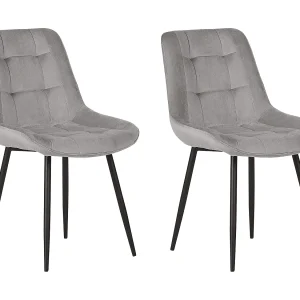 Eetkamerstoel set van 2 fluweel grijs MELROSE Eetkamerstoel set van 2 fluweel grijs MELROSE