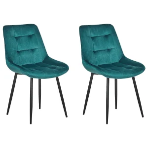 Eetkamerstoel set van 2 fluweel blauw MELROSE