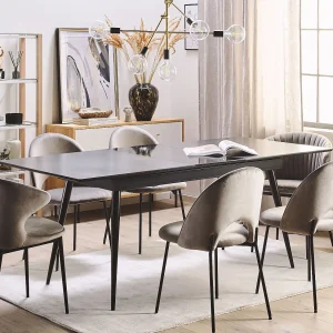 Eettafel uitschuifbaar MALDON Zwart 160/200 cm 90 cm Eettafel uitschuifbaar MALDON Zwart 160/200 cm 90 cm