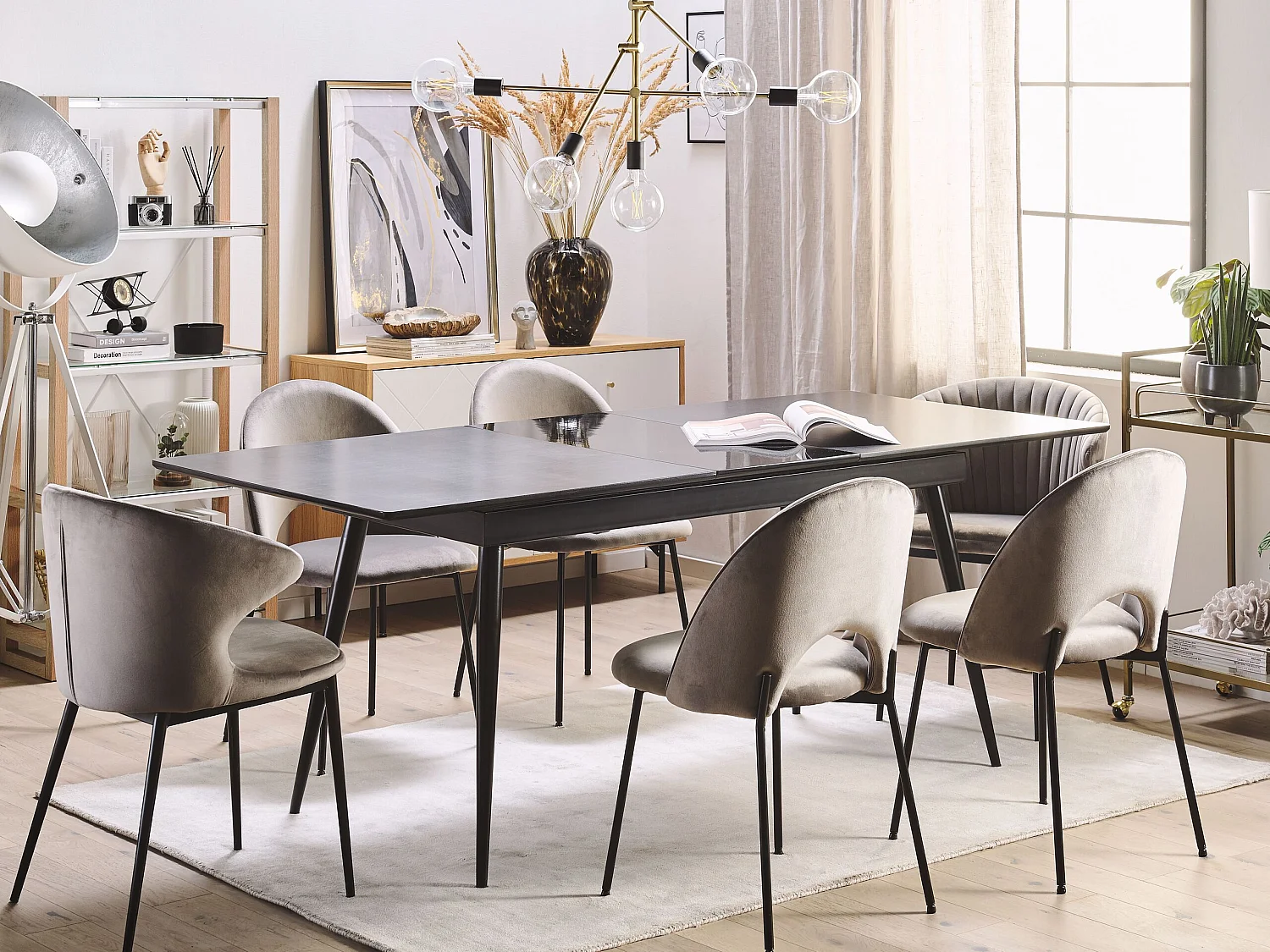 Eettafel uitschuifbaar MALDON Zwart 160/200 cm 90 cm
