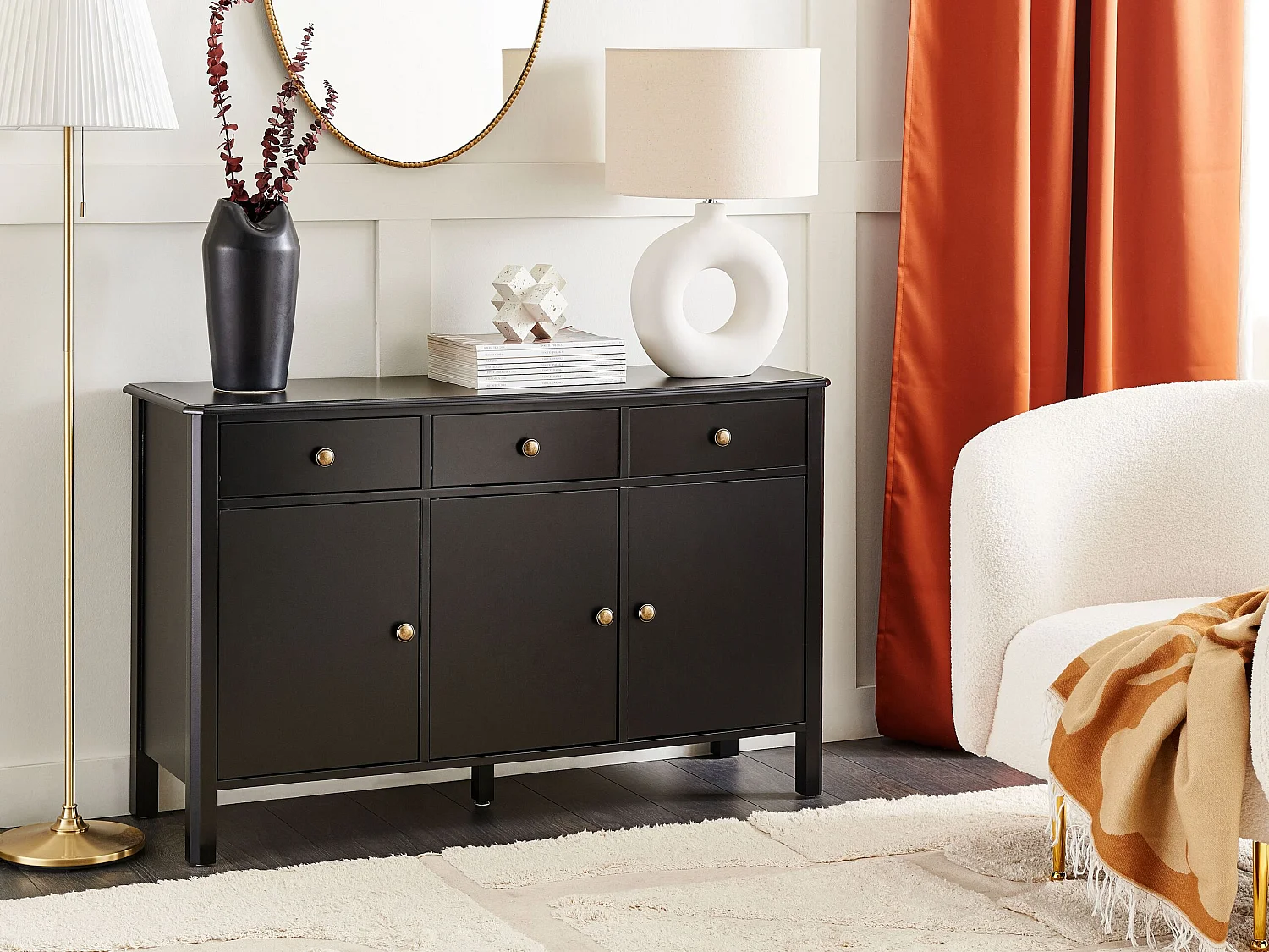 Dressoir met 3 deuren OLATE Zwart