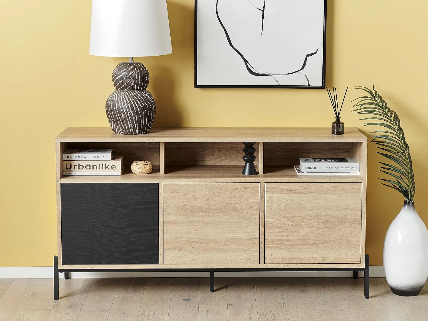 Kast MOINES Bruin/zwart