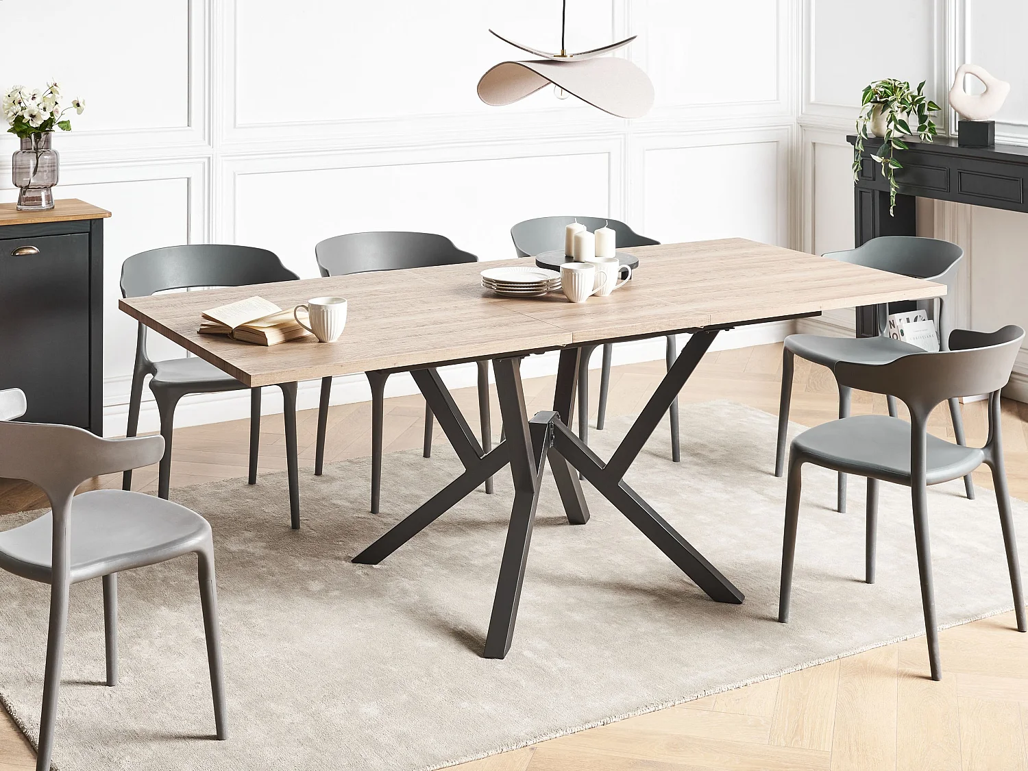 Eettafel uitschuifbaar ANSELL Lichtbruin 160/200 cm 90 cm