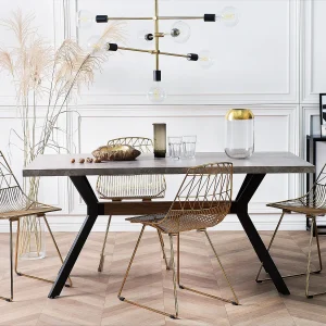Eettafel BENSON Grijs beton-effect 160 cm 90 cm Eettafel BENSON Grijs beton-effect 160 cm 90 cm