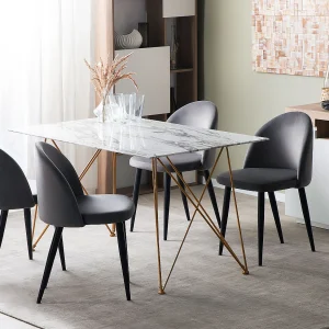 Eettafel KENTON Wit marmer 140 cm 80 cm Veiligheidsglas