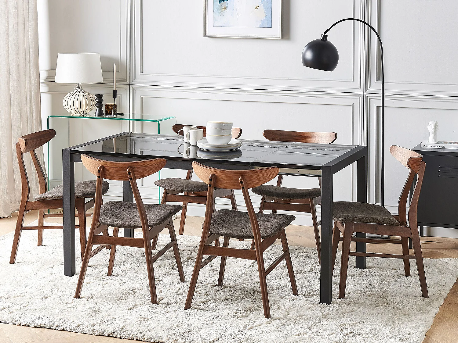 Eettafel uitschuifbaar GRANADA Zwart 120/160 cm 80 cm