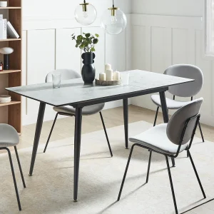 Eettafel EFTALIA Wit marmer 120/150 cm 80 cm Eettafel EFTALIA Wit marmer 120/150 cm 80 cm