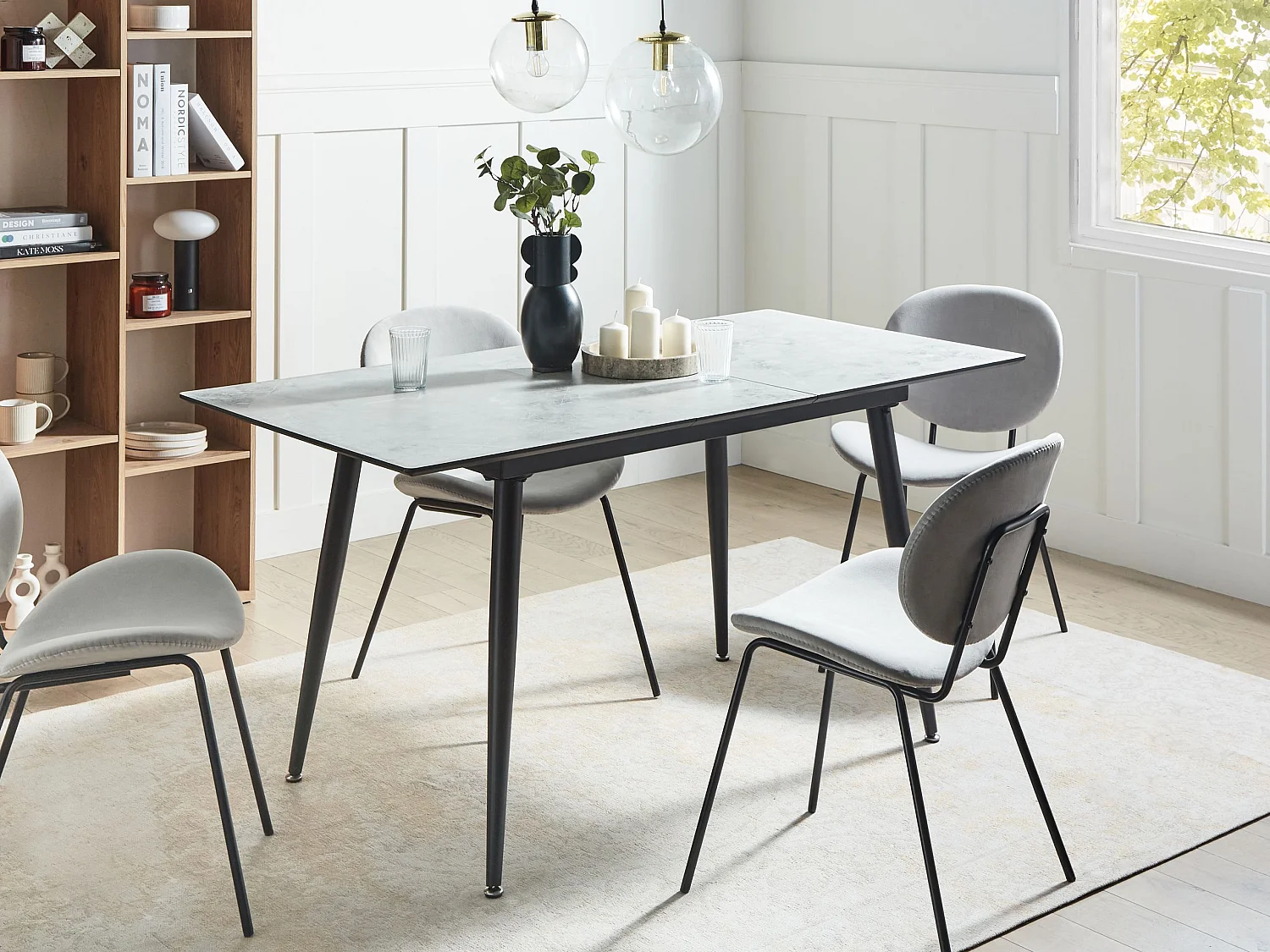 Eettafel EFTALIA Wit marmer 120/150 cm 80 cm