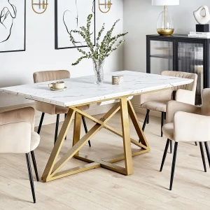 Eettafel uitschuifbaar MAXIMUS Wit marmer 160/200 cm 90 cm Eettafel uitschuifbaar MAXIMUS Wit marmer 160/200 cm 90 cm